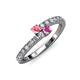 3 - Delise 3.40mm Round Pink Tourmaline and Pink Sapphire with Side Diamonds Bypass Ring 