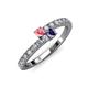 3 - Delise 3.40mm Round Pink Tourmaline and Iolite with Side Diamonds Bypass Ring 