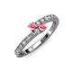 3 - Delise 3.40mm Round Pink Tourmaline with Side Diamonds Bypass Ring 