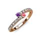3 - Delise 3.40mm Round Amethyst and Pink Tourmaline with Side Diamonds Bypass Ring 