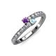 3 - Delise 3.40mm Round Amethyst and Aquamarine with Side Diamonds Bypass Ring 