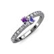 3 - Delise 3.40mm Round Amethyst and Tanzanite with Side Diamonds Bypass Ring 