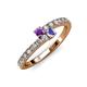 3 - Delise 3.40mm Round Amethyst and Tanzanite with Side Diamonds Bypass Ring 