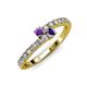 3 - Delise 3.40mm Round Amethyst and Iolite with Side Diamonds Bypass Ring 