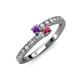 3 - Delise 3.40mm Round Amethyst and Rhodolite Garnet with Side Diamonds Bypass Ring 