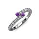 3 - Delise 3.40mm Round Amethyst with Side Diamonds Bypass Ring 