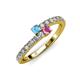 3 - Delise 3.40mm Round Blue Topaz and Pink Sapphire with Side Diamonds Bypass Ring 