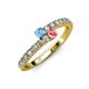 3 - Delise 3.40mm Round Blue Topaz and Pink Tourmaline with Side Diamonds Bypass Ring 