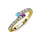 3 - Delise 3.40mm Round Blue Topaz and Amethyst with Side Diamonds Bypass Ring 