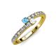 3 - Delise 3.40mm Round Blue Topaz and White Sapphire with Side Diamonds Bypass Ring 