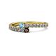 1 - Delise 3.40mm Round Blue Topaz and Red Garnet with Side Diamonds Bypass Ring 
