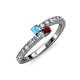 3 - Delise 3.40mm Round Blue Topaz and Ruby with Side Diamonds Bypass Ring 