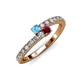 3 - Delise 3.40mm Round Blue Topaz and Ruby with Side Diamonds Bypass Ring 