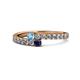 1 - Delise 3.40mm Round Blue Topaz and Blue Sapphire with Side Diamonds Bypass Ring 