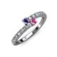 3 - Delise 3.40mm Round Iolite and Pink Sapphire with Side Diamonds Bypass Ring 