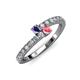 3 - Delise 3.40mm Round Iolite and Pink Tourmaline with Side Diamonds Bypass Ring 