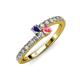 3 - Delise 3.40mm Round Iolite and Pink Tourmaline with Side Diamonds Bypass Ring 