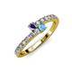 3 - Delise 3.40mm Round Iolite and Blue Topaz with Side Diamonds Bypass Ring 