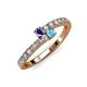 3 - Delise 3.40mm Round Iolite and Blue Topaz with Side Diamonds Bypass Ring 