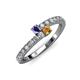 3 - Delise 3.40mm Round Iolite and Citrine with Side Diamonds Bypass Ring 