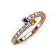 3 - Delise 3.40mm Round Iolite and Citrine with Side Diamonds Bypass Ring 