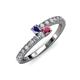 3 - Delise 3.40mm Round Iolite and Rhodolite Garnet with Side Diamonds Bypass Ring 