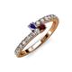 3 - Delise 3.40mm Round Iolite and Red Garnet with Side Diamonds Bypass Ring 