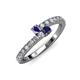 3 - Delise 3.40mm Round Iolite and Blue Sapphire with Side Diamonds Bypass Ring 
