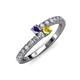 3 - Delise 3.40mm Round Iolite and Yellow Sapphire with Side Diamonds Bypass Ring 