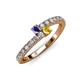 3 - Delise 3.40mm Round Iolite and Yellow Sapphire with Side Diamonds Bypass Ring 