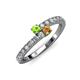 3 - Delise 3.40mm Round Peridot and Citrine with Side Diamonds Bypass Ring 