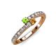 3 - Delise 3.40mm Round Peridot and Citrine with Side Diamonds Bypass Ring 