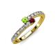 3 - Delise 3.40mm Round Peridot and Ruby with Side Diamonds Bypass Ring 