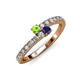3 - Delise 3.40mm Round Peridot and Blue Sapphire with Side Diamonds Bypass Ring 