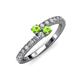 3 - Delise 3.40mm Round Peridot with Side Diamonds Bypass Ring 