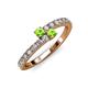 3 - Delise 3.40mm Round Peridot with Side Diamonds Bypass Ring 