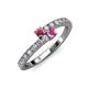 3 - Delise 3.40mm Round Rhodolite Garnet and Pink Sapphire with Side Diamonds Bypass Ring 