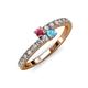 3 - Delise 3.40mm Round Rhodolite Garnet and Blue Topaz with Side Diamonds Bypass Ring 