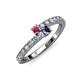 3 - Delise 3.40mm Round Rhodolite Garnet and Iolite with Side Diamonds Bypass Ring 