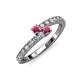 3 - Delise 3.40mm Round Rhodolite Garnet with Side Diamonds Bypass Ring 