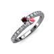 3 - Delise 3.40mm Round Red Garnet and Pink Tourmaline with Side Diamonds Bypass Ring 
