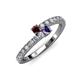 3 - Delise 3.40mm Round Red Garnet and Iolite with Side Diamonds Bypass Ring 