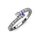 3 - Delise 3.40mm Round Diamond and Tanzanite with Side Diamonds Bypass Ring 
