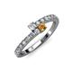 3 - Delise 3.40mm Round Diamond and Citrine with Side Diamonds Bypass Ring 