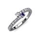 3 - Delise 3.40mm Round Diamond and Iolite with Side Diamonds Bypass Ring 