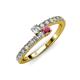 3 - Delise 3.40mm Round Diamond and Rhodolite Garnet with Side Diamonds Bypass Ring 