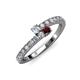 3 - Delise 3.40mm Round Diamond and Red Garnet with Side Diamonds Bypass Ring 