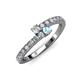 3 - Delise 3.40mm Round Diamond and Aquamarine with Side Diamonds Bypass Ring 