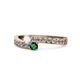 1 - Orane White Sapphire and Emerald with Side Diamonds Bypass Ring 