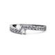 1 - Orane White Sapphire and Diamond with Side Diamonds Bypass Ring 